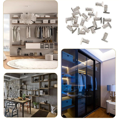 Silver Finish Cabinet Shelf Support Pegs 20 Pack for cabinets, closets, bookcases, and cupboards with modern shelving