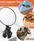 Large Expandable Inspection Mirror With 180 Degree Tilt And 360 Degree Rotate For Roof Gutters And Hard To Reach Spots Attachable To Extension Pole For Safe Roof Inspections. 4.9-inch mirror