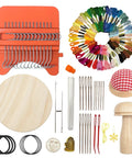 Speedweve Darning Mini Loom Kit With 50 Color Threads for quick sock and jeans mends including tools and mushroom egg darning tool.