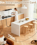 Kickstart Your Deep Clean Routine With This Heavy Duty Handheld Steam Cleaner That Blasts Through Grease And Grime In Seconds showing 79in power cord in modern kitchen.