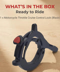 Solid Motorcycle Throttle Cruise Control Lock With Adjustable Abs Mount For 1 2 To 1 5 Inch Tubes Universal Fit For Street Bikes Scooters And EVs Bringing Chill Highway Cruising And No More Hand Cramps While You Ride Easy, black ABS mount