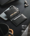 Black Ultra Slim Minimalist Card Holder With RFID Blocking Leather Front Pocket Wallet Magnetic Closure Built For Everyday Carry