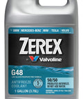 Top Shelf Heavy Duty G48 Antifreeze And Coolant Ready To Go 50 50 Mix Low Silicate Phosphate Free in a 1-gallon jug.