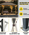 Outdoor Patio Gazebo 10 By 13 Heavy Duty Steel Frame With Mosquito Netting And Double Roof Canopy Tent Shelter for Patio Lawn Backyard Garden Rugged Weather Resistant Easy Setup All Season Backyard Oasis with increased wind protection features.
