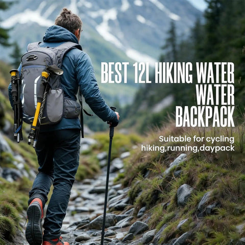 Lightweight Hydration Backpack With 2L Bladder For Men And Women on hiker in mountain trail