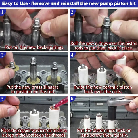 18mm Piston Kit Ceramic Plunger Repair Kit For AR Pump Series RK RKA RKV XRCA XRV XRCV Includes O Rings Backup Rings Slings Washers And Nuts For Quick Fix Fast Easy Install