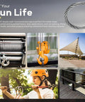 One Quarter Inch Stainless Steel Cable, 350 Feet With Clamps and Thimbles for Zipline, String Lights, Deck Railing Installation