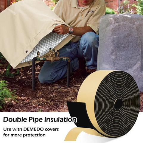 Self Adhesive Pipe Insulation Tape For Outdoor Water Lines 2 Inch By 16.5 Ft Foam Wrap with protective cover installation