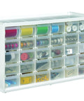 Store In Drawer Cabinet With 30 Drawers Wall Mountable Craft Organizer For Beads Buttons Thread Inks Embellishments And Small Tools In Clear And White