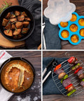 Six Piece Air Fryer Accessory Set For 3.7 Qt And Larger Ovens Including Cake Pan, Pizza Pan, Skewer Rack, Metal Holder, Nonstick