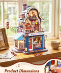 Build Your Own Bear Toy Store Miniature House Kit With 3D Wooden Puzzles And Moving Mechanics, DIY Dollhouse Studio For Grownups Featuring A Toy Train Circle And A Swaying Teddy Bear Conductor On Cozy Display Shelves, 8.7in tall