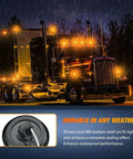 Truck with 2 Inch Round Amber Marker Light With 9 LEDs, Flush Mount Clearance Light in rain
