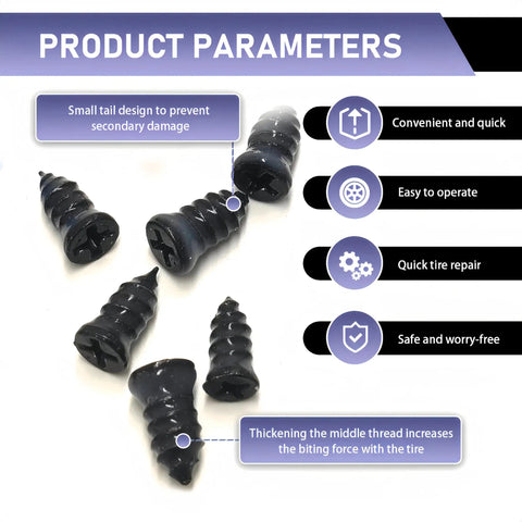 Close-up of Must Have Tire Repair Kit 101 Pcs Spiral Rubber Studs highlighting design features and benefits.
