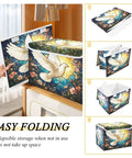 Premium White Fabric Storage Bins With Snap Shut Lids And Reinforced Carry Handles For Bedroom Closet Organization, demonstrated in a folding position.