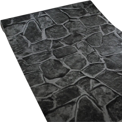 Dark Grey Fortress Stone Peel And Stick Wallpaper 394 Inch Long Self Adhesive Backsplash For Kitchen Cabinets And Living Rooms