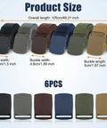 6 Pack Tactical Belt For Men With Heavy Duty POM Buckle Metal Free Nylon Web Belt 1.5 Inch Wide 49 Inch Long Color Variety