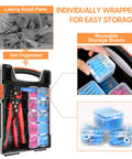 All In One Wire Crimping Kit With 340 Heat Shrink Connectors for automotive, marine, and electrical repairs, with storage boxes shown