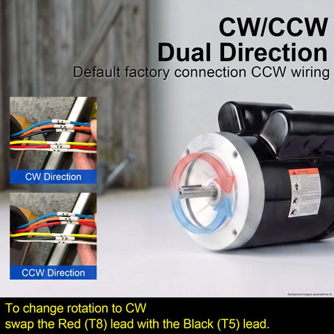 Rock Solid Two Horsepower Farm Duty Electric Motor 1725 Rpm Ac Pump Motor 115 208 230 Volt Nema 56c C Face Mount with wiring instructions.