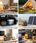 100W Camping Solar Power Station With Built In Bluetooth Speaker for home emergency, car refrigeration, and solar charging.
