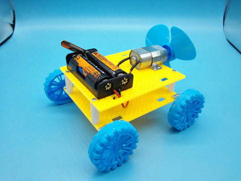 DIY car model from Six Direct Current Motors Included In A Six Set Motor Kit For Kids With 159 Pieces For DIY STEM Projects