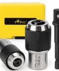Tap Socket Set With Adjustable Jaws And 3/8 Inch Adapter, 2 Tap Sockets Fit 6-1/4 Inch Taps And 1/4 To 1/2 Inch Taps, shown with case