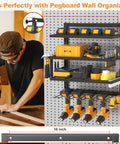 Heavy Duty Power Tool Organizer Wall Mount With Four Layer Storage Rack And Drill Holders Cordless Tool Shelf For Garage Workshop Metal Wall Mount Shelving Unit Pegboard Compatible With Side Screwdriver And Pliers Slots