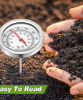 Pro Grade Extendable 39.4 Inch Compost Thermometer With Stainless Steel Stem, Waterproof Soil Temperature Gauge for Celsius and Fahrenheit Readings, Heavy Duty Deep Pile Monitoring, Includes Composting Temperature Guide, Durable Garden Tool - easy to read dial in compost