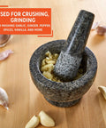 Compact Granite Mortar and Pestle 3.75 Inch Bowl for Spices and Herbs, Durable Natural Stone Grind with crushed garlic