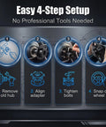 Easy 4-step setup of Universal Quick Release Steering Wheel Hub Adapter Kit with Anti Theft Six Bolt Boss Plate.