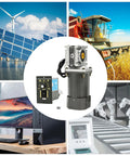 AC 110V electric motor with speed controller and worm-gear reducer, 120W, gray metal housing.