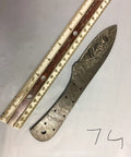 Close-up of Damascus Steel Skinning Knife Set with Dope Hand Forged Twist Pattern, full tang blade beside ruler for scale.