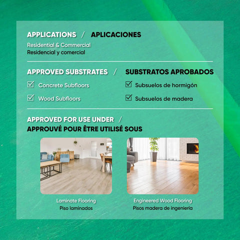 Straight Up Heavy Duty Underlayment Pad For Laminate And Engineered Wood Floors Featuring Gnarly Moisture Shield and use over concrete or wood subfloors