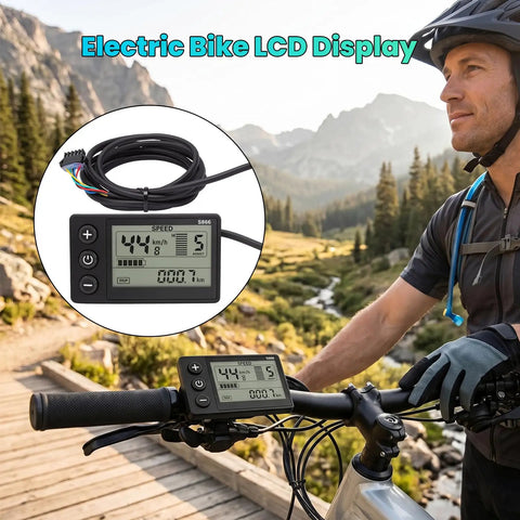 Universal LCD Electric Bike Display With Speedometer And Odometer For 24V 36V 48V E Bikes And Scooters Easy Plug And Play Control Panel 0.9 Inch Handlebar Mount Black Ride Ready