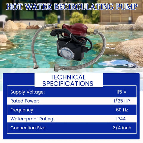 Ditch The Freezing Shower Head And Grab This Smooth Running Hot Water Recirculating Pump Compatible With Grundfos Up15-10Su7P-Tlc 115V 1 25 Hp 3 4 Inch IP44 Quick Hookup shown on a poolside.