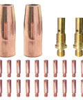0.035 Inch MIG Welding Gun Accessory Kit With 20 Contact Tips 11-35, 2 Gas Nozzles 21-50, And 2 Gas Diffusers 35-50 For Common MIG Weld Guns Replacement Tips Nozzles Diffusers