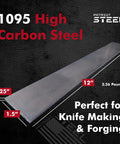 1095 High Carbon Knife Making Steel Blanks 12x1.5x0.125 Ready To Forge Annealed Flat Bars 4 Pack For Knifemakers Pros And Hobbyists USA Milled Forge Supplies, showing single steel flat bar.