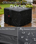 Square Fire Pit Cover Heavy Duty Tough As Nails 600D Fabric With PVC Coating All Weather Waterproof And Anti Crack Fits 29 To 32 Inch Square Fire Pits Or Tables 24 Inch High Outdoor Patio Must Have Protection Black