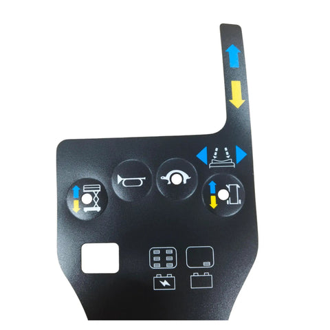 Top Shelf Control Box Overlay Decal For A Hassle Free Swap And Crisp Interface Markings Compatible With Rugged Commercial Vertical Mast And Electric Scissor Lift Fleets