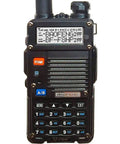 Front view of 8 Watt Dual Band Handheld Radio Kit With Beefed Up Large Battery Upgrade VHF 136 174 MHz UHF 400 520 MHz Hardened Durable Shell