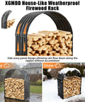 Heavy Duty Firewood Rack With Top Cover For Indoor Outdoor Use, 700 Lbs Capacity, Waterproof Galvanized Steel Log Holder
