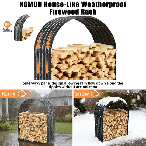 Heavy Duty Firewood Rack With Top Cover For Indoor Outdoor Use, 700 Lbs Capacity, Waterproof Galvanized Steel Log Holder