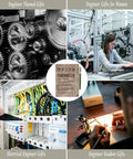 Collage featuring engineering gears, a woman working with tech, electrical wiring, and hands assembling a device, centered Engineering Nerd Gift Journal For Students And Pros, A5 Lined Notebook With Pen, 200 Pages, Mechanical Engineer Gift Idea For Graduation, Birthday, Christmas, Perfect For Projects And Late Night Brainstorms.