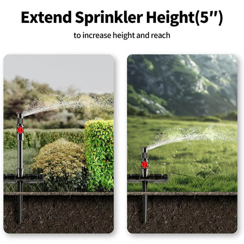 Flexible Sprinkler System For Lawn And Garden With Multi Adjustable Sprinklers, No Fuss Above Ground Irrigation Kit extending height