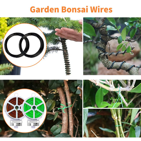 All In One Bonsai Tool Kit For Beginners With 20 Pcs Gardening Set Including 262 Feet Bonsai Wire 29.5 Inch By 29.5 Inch Plant Repotting Mat Leather Bag Bonsai Scissors Pruning Shears Leaf Cutters Shovel Rake Brush Gifts For Women, black bonsai wire coils