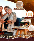 Family near fire with Mini Firewood 4 Inch Logs Kiln Dried Pine For No Fuss Portable Fire Pits And Solo Stove Accessories, 2 lb box, included fire starters and gloves