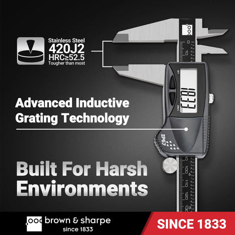 8 Inch Digital Caliper With IP67 Stainless Steel Build, Do It All Precision 0.0005 Inch Resolution, built for harsh environments