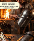 Blacksmith crafting Medieval Shoulder Pauldron Set In Steel Armor For Larp Cosplay Dual Plate Pauldrons For Men