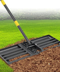 Heavy Duty Lawn Leveling Rake With 27 Inch Wide Head And 72 Inch Adjustable Handle Foldable Yard Leveler on grass and soil