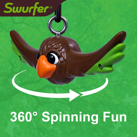 Ninja Twister Swing Spins Set For Backyards, 360 Degree Spin Toy And Swing Set Accessory showing bird design with twist action.