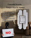180 Degree Concealed Hidden Door Hinges Heavy Duty Zinc Alloy Invisible Pivot Hardware in a secure interior setting.
